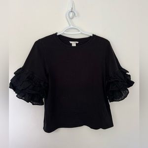 Black Ruffle Sleeve T-Shirt